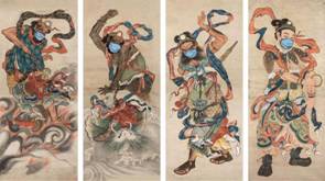 《打击病毒》画种:宣传画